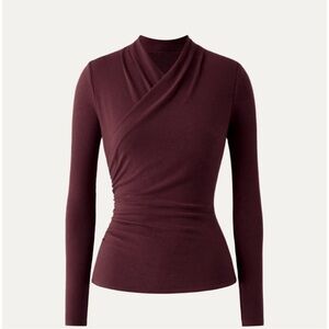 NWT OGL Ruby Medium Eco-Mousse® Crossover Ruched Long Sleeve (Surplice) Top